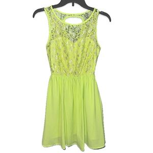 Paper Crane Embellished Lime colored Mini Sundress SZ Small